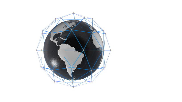 satellite signal spreads around world - communication concept