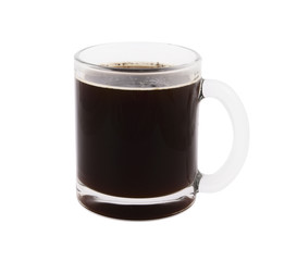 Big glass cup of coffee isolated on white