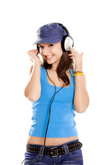 Young girl listen music