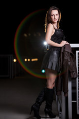 Attractive brunette twenties caucasian woman