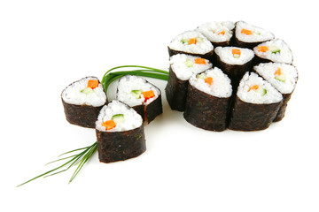 sushi rolss with green stems
