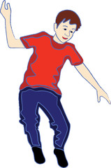 The illustration of a jumping child