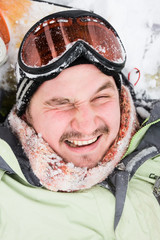 smiling guy with the snow on his face