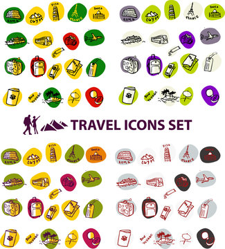 Travel backgrounds button Vector illustration big set
