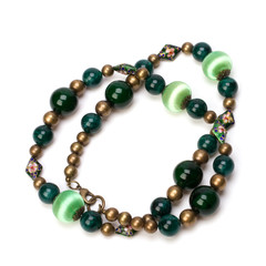 green beads isolated on white background