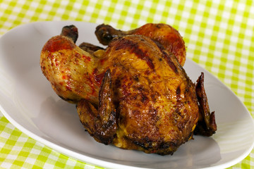 Hähnchen , gebraten,mariniert mit Ketchup -Kruste