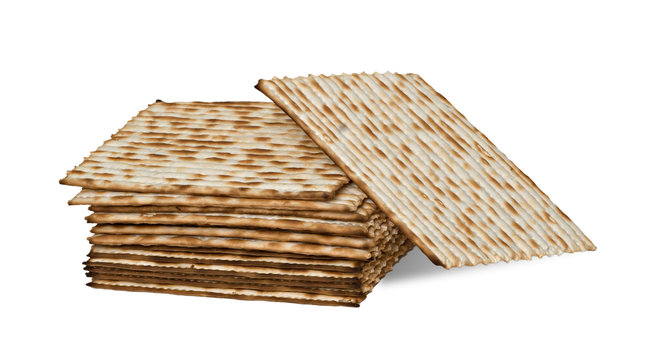 Close up of square matza isolated on white background