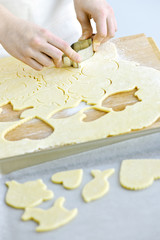 Cutting cookies from dough