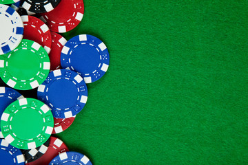 Casino gambling chips with copy space