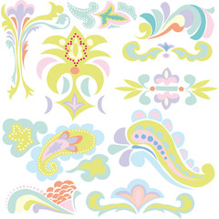 Floral ornament vector design. Color plants and flowers.