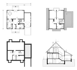 project of house in black-and-white color