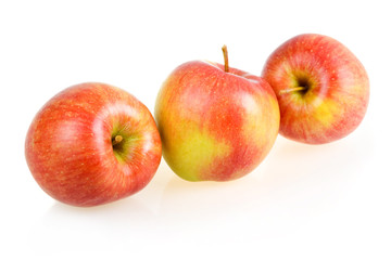 Fototapeta na wymiar Three Ripe Red Apples Isolated