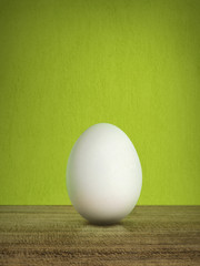 oeuf blanc, fond vert