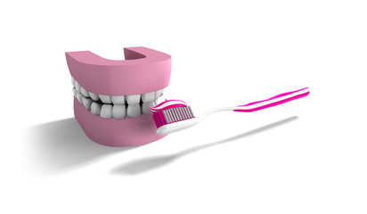 bouche et brosse à dents