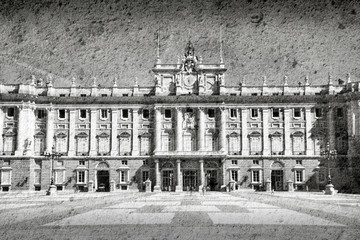 Madrid royal palace in grunge version