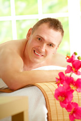 Man resting in spa salon