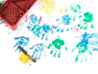 Children hand painting playground