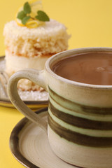 Hot chocolate and cake