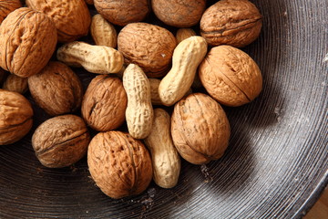 Mix of walnuts and peanuts