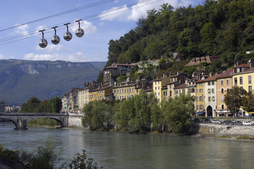 Banks of the Isere river in Grenoble