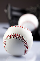 Leather glove with baseball