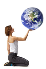 Woman with globe