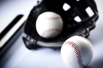 Leather glove with baseball