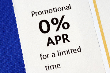 Promotional 0% APR offer isolated on blue