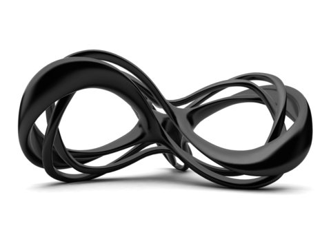 Futuristic black 3d infinity sign illustration