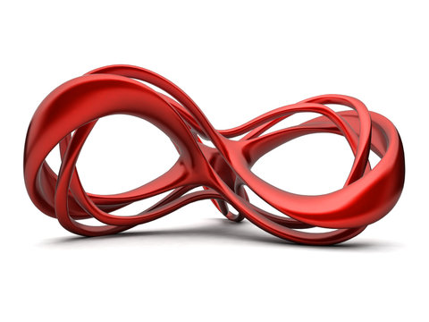 Futuristic red 3d infinity sign illustration.