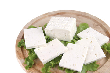 white goat cheese served