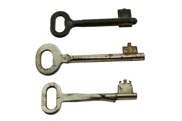 three old rusty keys