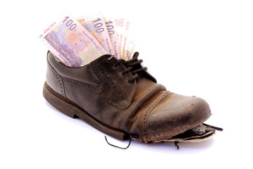 Shoe with money