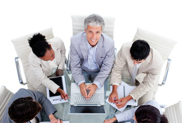 Positive international business people in a meeting