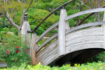 Fototapeta premium Wooden bridge in a Japanese garden