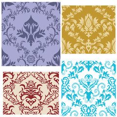 damask seamless patterns set