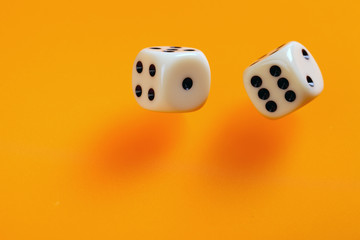 dice on orange background