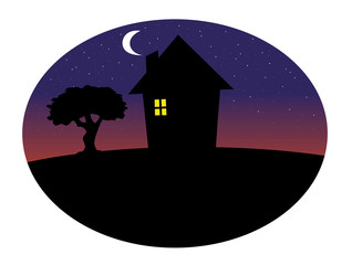 home silhouette night