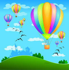 Naklejka premium Mongolfiere in volo