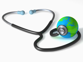 stethoscope and world