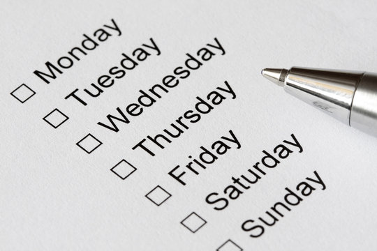 Days Of Week With Checkboxes To Mark Meeting