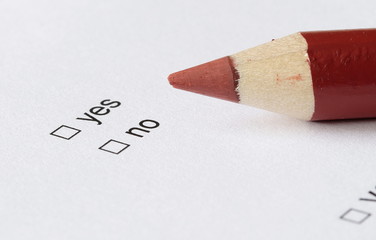 Yes or no checkboxes with red pencil