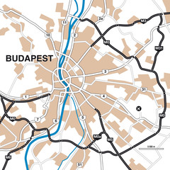 Fototapeta na wymiar Stadtplan/Umgebungskarte Budapest