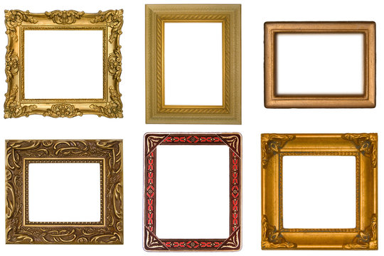 Six Antique Frames on White Background