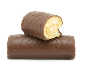 two chocolate roll with cream