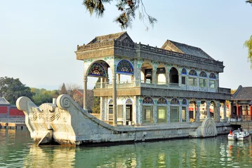 Foto auf Glas China Beijing Summer Palace, the  Marble boat. © claudiozacc