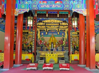 Foto auf Alu-Dibond China Beijing Bayun Tempel Interieur © claudiozacc