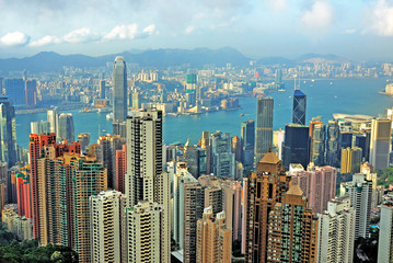 Obraz premium China, Hong Kong cityscape from the Peak
