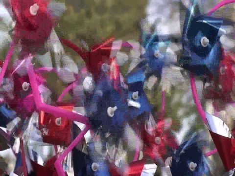 red and blue pinwheels