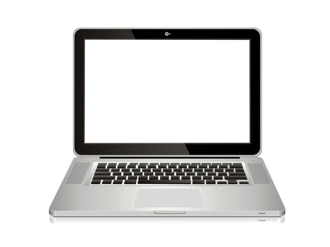 laptop z białym ekranem
